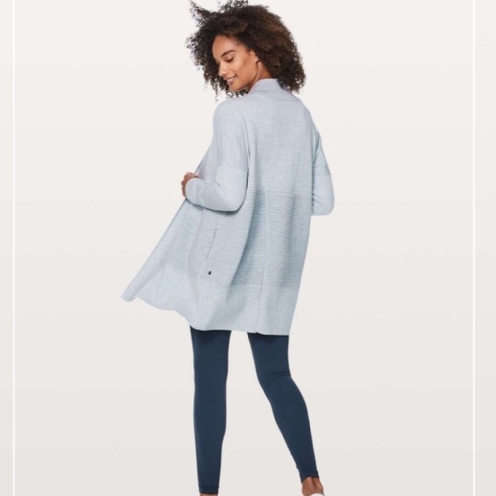 Lululemon Merino Wool Sit in Lotus Wrap Cardigan Sweater Heathered Starlight 8 - Picture 2 of 9